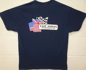 East Anglia Motorsports Ltd England UK Auto Racing Flags T Shirt Large Black EUC - Picture 1 of 8