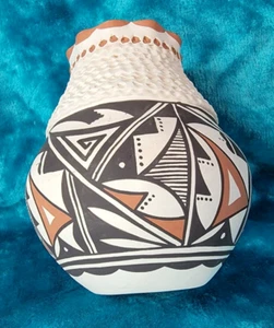 Indianerkeramik Acoma polychromes handgewickeltes Glas signiert Norma Jean - Bild 1 von 9
