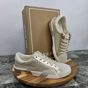 New Women's Dolce Vita Zina Champagne Embossed Leather Size 9.5 Sneakers - Picture 1 of 14