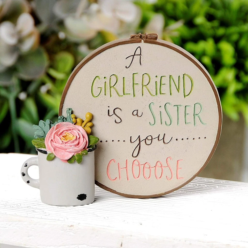 Girlfriend is a Sister You Choose cubo de flor de aro de costura de resina NUEVO Foto 1 de 1