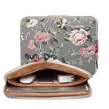 Gery Rose Patten Canvas Water-Resistant 17 Inch Laptop Sleeve case for 15.6-1...
