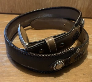 Nocona Womens/Youth SZ 24 Western belt NWT brown Leather Conchos - Picture 1 of 5