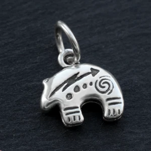 3D 925 Sterling Silver Native American Indian Bear Charm Pendant Navajo Vintage - Picture 1 of 9