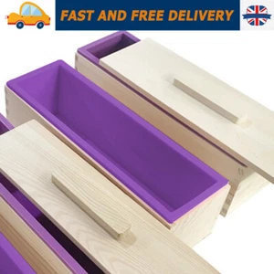 1200ml Rectangle Silicone Soap Making Mold Wooden Box Handmade Craft Cake Loaf - Picture 1 of 12