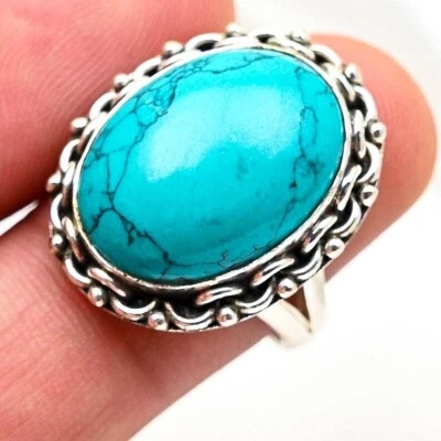Turquoise Ring 925 Sterling Silver Ring Handmade Gemstone Ring Women's Ring - Image 1 of 3