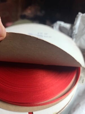 Vintage 3/8" Stem Red 100 yard spool Grosgrain Ribbon - Image 1 of 4