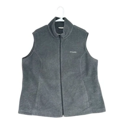 Columbia Women’s 2X Charcoal Gray Fleece Zip Vest Pockets Benton Springs Outdoor - Image 1 of 4