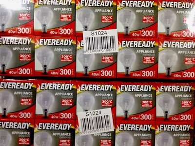 EVEREADY 10 x Bombillas HORNO para Pelotas de Golf SES E14 40W Lámparas de Larga Vida 300° CÁLIDO WH
