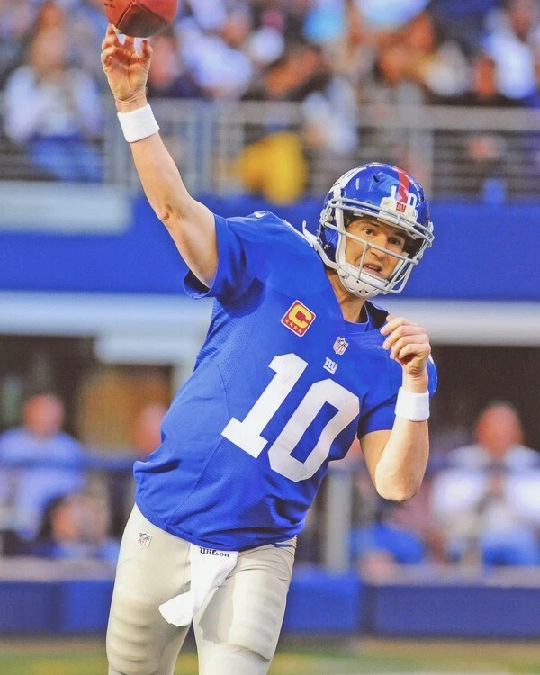 Póster de fútbol americano de la NFL brillante con impresión fotográfica de 8x10 de los New York Giants Eli Manning Foto 1 de 1