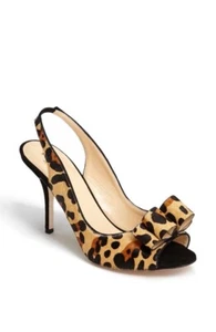 Kate Spade Leopard Calf Hair Peep Toe Slingback Heels Size 7B - Picture 1 of 12