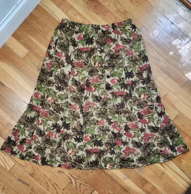 Vtg Requirements Floral Print Midi Skirt Cottagecore Earth Tones, Size Medium - Image 1 of 4