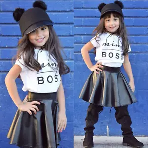 2PCS Toddler Kids Girls T-shirt Tops Skirt Dress Outfits Set Party Clothes Set - Picture 1 of 8