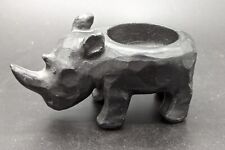 Rhino Carved Look Black Votive Tea Light Candle Holders 5" Long Resin
