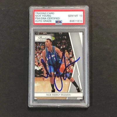 Tarjeta firmada por Nick Young Panini Prestige #120 2010-11 automática 10 PSA Slabbed Wizards Foto 1 de 2