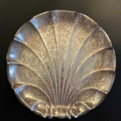 Wallace Bros Silver Co 11" plateado almeja rosas/pájaros Foto 1 de 4