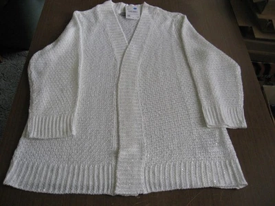 NEU, Festl. Cardigan, Strickjacke, C&A,  weiß, Pailetten, Gr. M, ohne Verschluss - Bild 1 von 4
