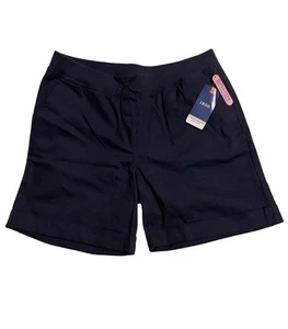 IZOD Approved Schoolwear Navy Blue Pull On Cuffed Shorts Girls 18.5 Plus NWT - Picture 1 of 10