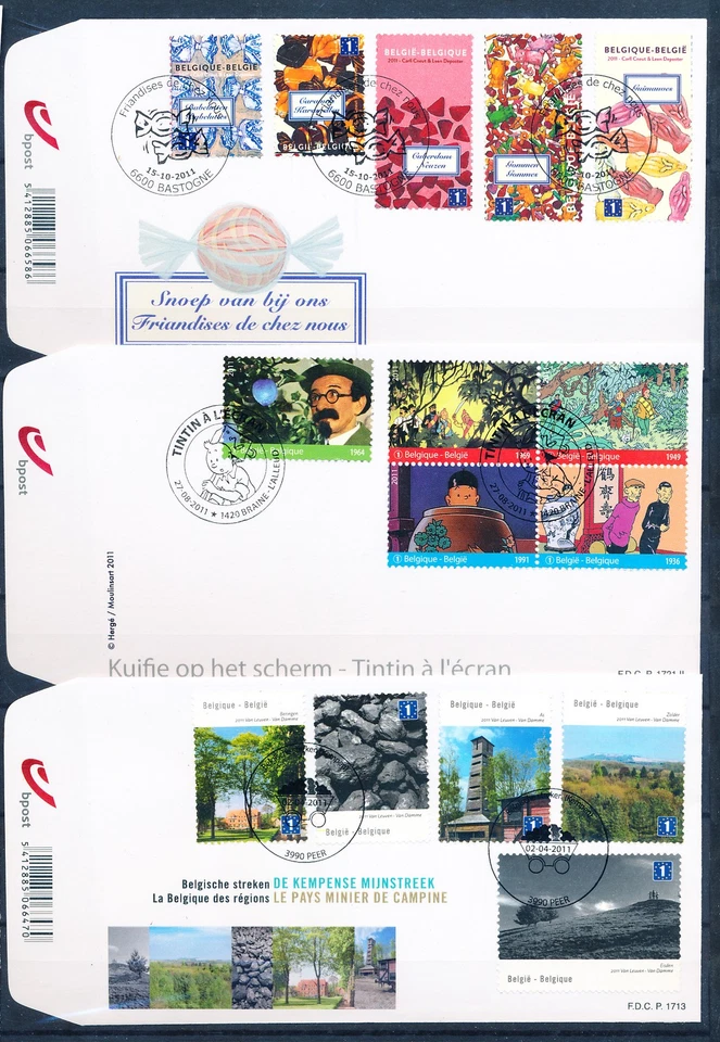 XE56286 Belgium 2011 Tintin Kuifje comics sweets & mining FDC's used - Image 1 of 1