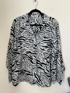 M&S Pure Linen Print Pattern Shirt Blouse Top Women’s UK  24, - Picture 1 of 9