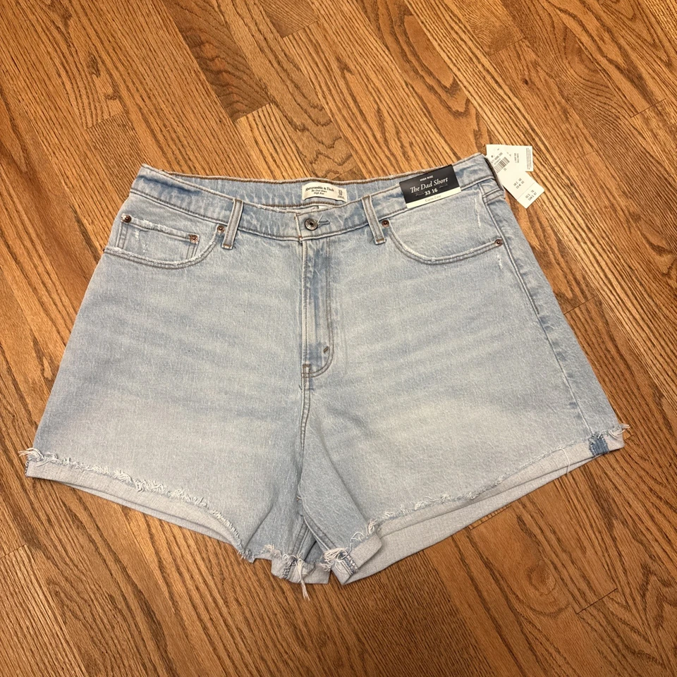 Abercrombie & Fitch The Dad Corto tiro alto curva amor talla 33/16 nuevo con etiquetas lavado ligero Foto 1 de 4