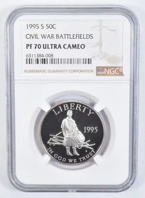 1995-S Civil War Battlefield Commemorative Half Dollar PF70 UC NGC *6857 - Image 1 of 4