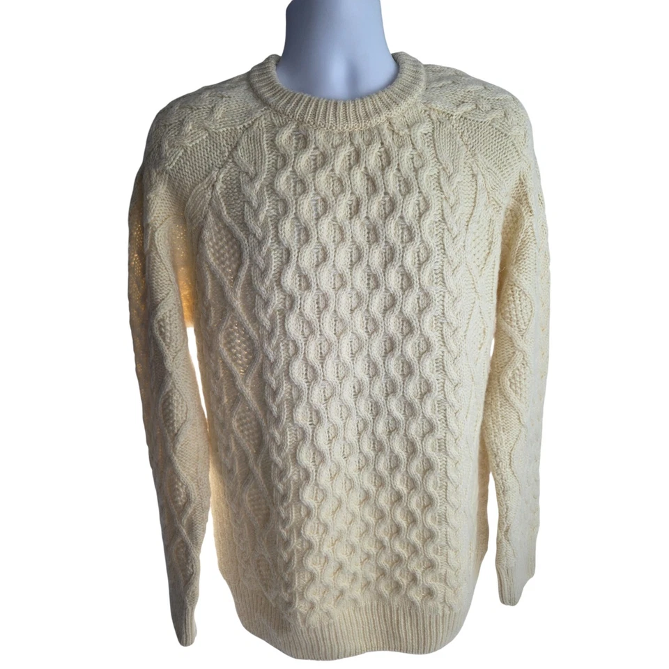 ZARA Main Line Wool Blend Chunky Aran Cable Knit Sweater XL Made in Italy - Image 1 of 4