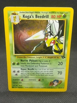 2000 Pokémon TCG Card Koga's Beedrill Gym Challenge Holo Rare Card 9/132 W/Swirl - Image 1 of 4