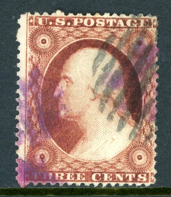 USA 1857 Washington 3¢ Dull Red Scott #26 VFU O642 - Image 1 of 4