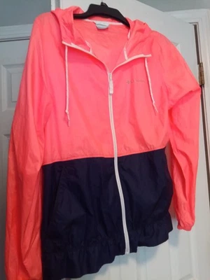 Columbia womens size m hooded full zip orange/blue windbreaker jacket - Image 1 of 4
