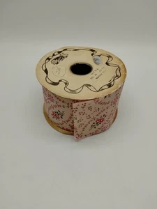 Carrete grande de cinta vintage rosas rosadas floral Myra resistente a la intemperie 2,75" de ancho - Imagen 1 de 5