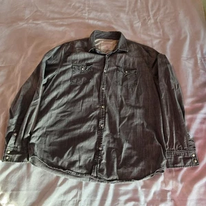 Camisa Aéropostale Para Hombre XL Cambray Western Snap Gris Manga Larga 100% Algodón... - Imagen 1 de 16