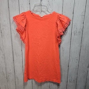 Crewcuts Girls Neon Orange Flutter Sleeve Eyelet Cotton Dress Size 6 - Picture 1 of 6
