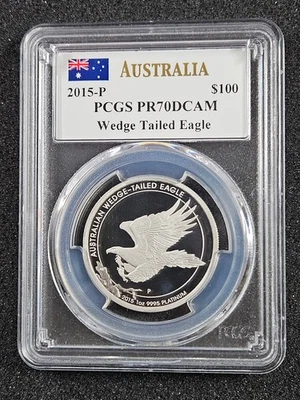 2015-P $100 PCGS PR70 Australia Wedge Tailed Eagle 1 oz Platinum MERCANTI SIGNED - Image 1 of 4