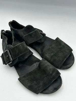 Sandálias femininas Marsèll de camurça tamanho 36,5 preta alça de fivela sapatos italianos com zíper - Imagem 1 de 4