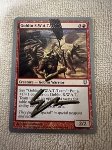 MTG Magic Goblin SWAT Team x1 Signed Artist Proof Unhinged UNH Eric Deschamps - Picture 1 of 2