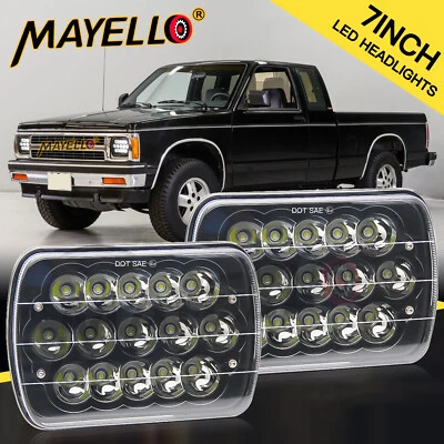 Pair For 1982-93 Chevy S10 Blazer GMC S15 Sonoma 7X6" Black LED Headlights Hi/Lo - Image 1 of 4