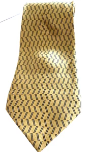 Van Heusen 100% Silk Men's Necktie Yellow Blue White Line Design - Picture 1 of 5