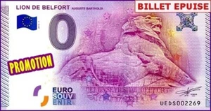 UEDS / LION DE BELFORT / BILLET 0 € / NULL EURO-SCHEIN / 0 € 2015-1 - Picture 1 of 1