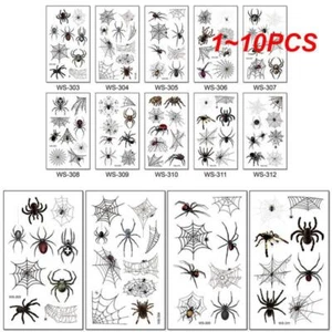 1~10PCS New 3D Tattoo Stickers Waterproof Sweat Horror Dark Stereo Spider Tattoo - Picture 1 of 62
