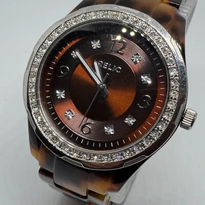 Relic Quartz Watch ZR11893 Women 50m Brown Plastic Rhinestone New Battery 6.75" - Picture 1 of 6