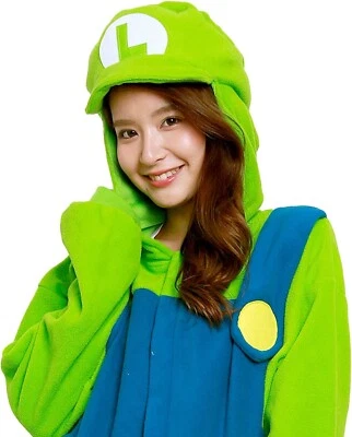 Sazac Luigi Fleece Costume Green Super Mario Brothers Unisex Halloween Japan New - Image 1 of 4