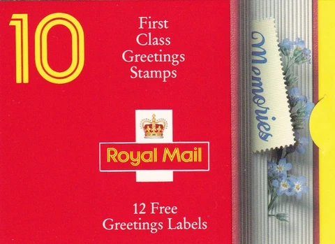 Great Britain Royal Mail First Class Stamps Booklet w/ 12 Free Greetings Labels Cover