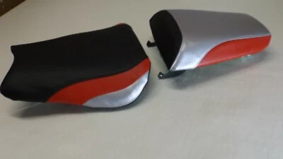 HONDA 01/02/03 CBR600 F4i FRONT & REAR SEAT COVERS BLACK/RED/SILVER - CUSTOM FIT - Image 1 of 4