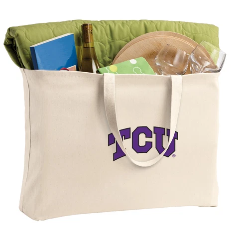 Texas Christian Canvas Tote TCU Reusable ShopperMOTHER'S DAY GIFT Cover