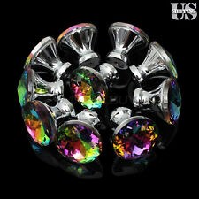 Diamond Door Drawer Pull Handles Colorful Crystal Glass Cabinet Knobs 10PCS Pack