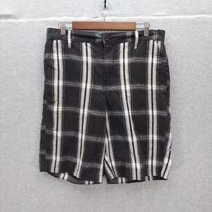 Burnside Mens Flat Front Plaid & Check Shorts Size 32 Black Skate Surf - Picture 1 of 6