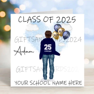 Personalised Boys School Leavers Hoodie 2025 Greeting Card Class of 2025 - Picture 1 of 2