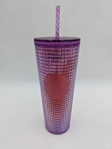 Bicchiere freddo venti griglia viola Starbucks bacche con cannuccia 24 oz 2021 - Foto 1 di 7
