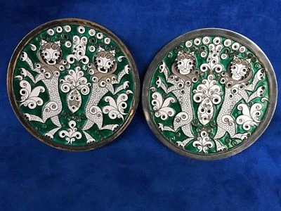 Par de Platos Bailarines Leones Marcados en Plata 916 De Colección Foto 1 de 4