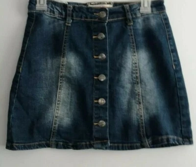 Hot Kiss Skylar Blue Jean Skirt Button Front A-Line Stretch Denim Size S - Image 1 of 4